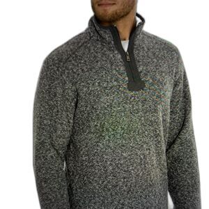 ORVIS Men Brighton XL Black Heather Sherpa Lined 1/4 Zip Jumper Pullover Outdoor